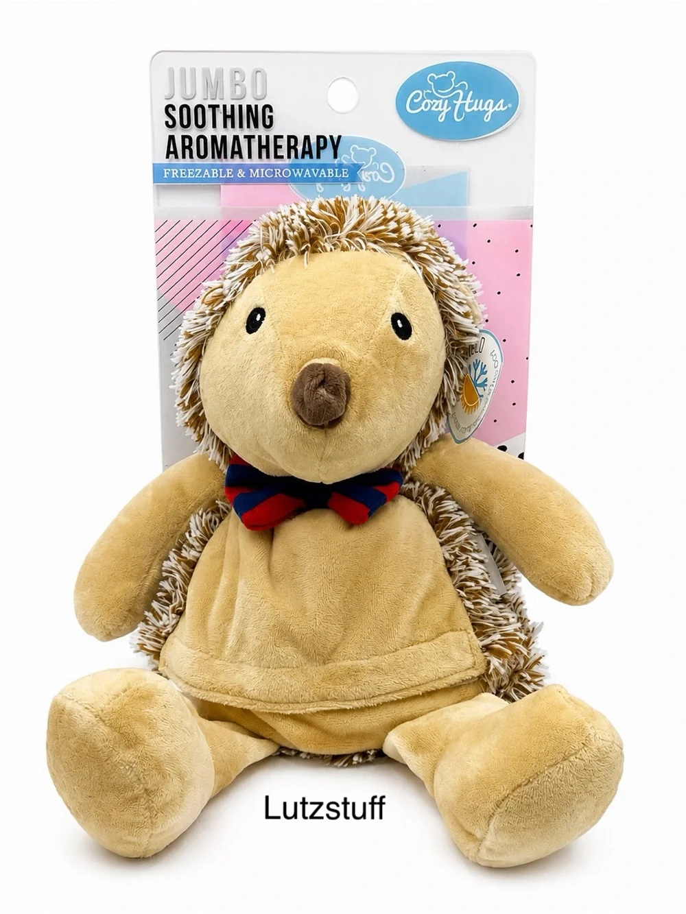 New Cozy Hugs Jumbo Aromatherapy Plush Hedgehog w/Bowtie Microwavable Freezable